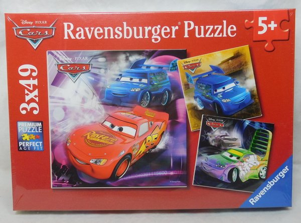 Ravensburger Puzzle 3x49 Disney Auf der Rennstrecke