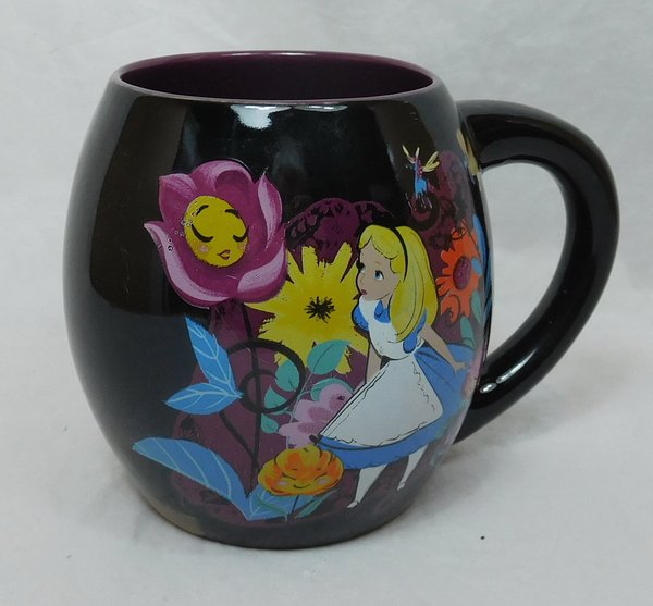 Tasse Pott Kaffetasse Alice im Wunderland schwarz dreifach