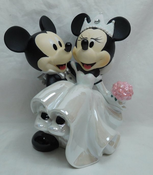 Figur Mickey und Minnie aus Porzellan Hochzeit Brautpaar