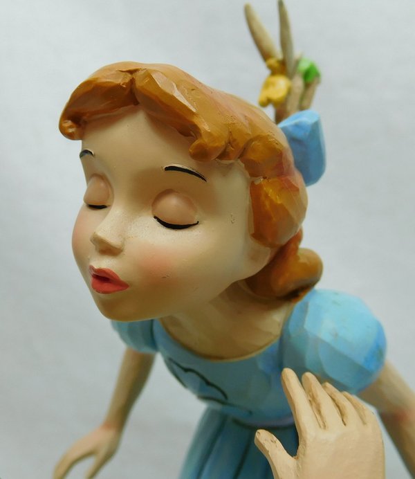 Disney Traditions Enesco Jim Shore  Peter Pan, Wendy, and Tinker Bell An Unexpected Kiss Statue