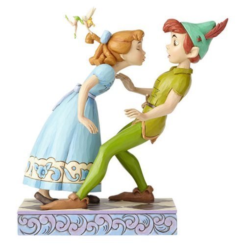 Disney Traditions Enesco Jim Shore  Peter Pan, Wendy, and Tinker Bell An Unexpected Kiss Statue