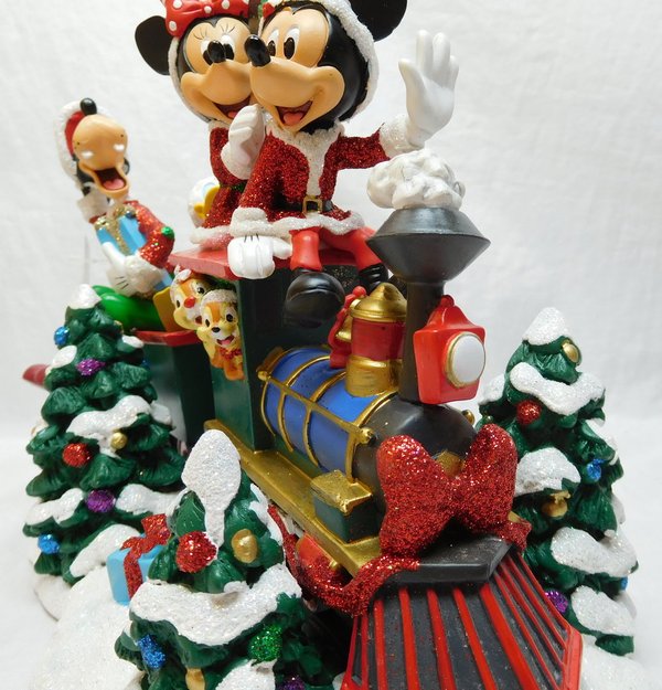 Disney Weihnachts Diorama Szene Mickey Minnie Donald Goofy Zug