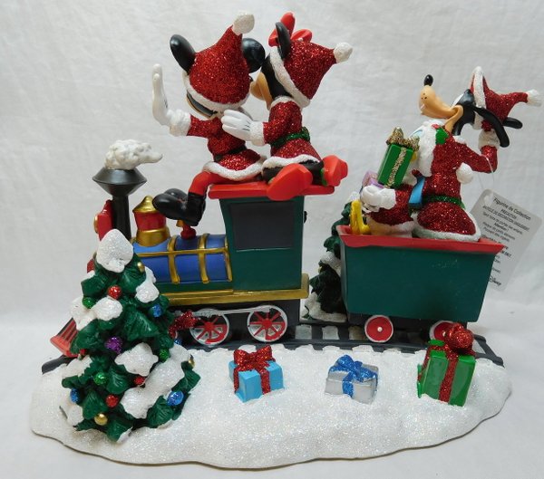 Disney Weihnachts Diorama Szene Mickey Minnie Donald Goofy Zug