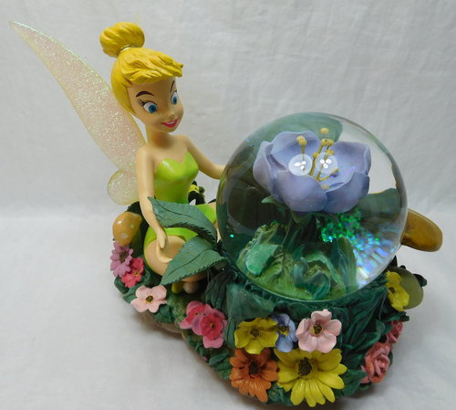 Disney Schneekugel Tinker Bell im Blumenbeet mit Musik