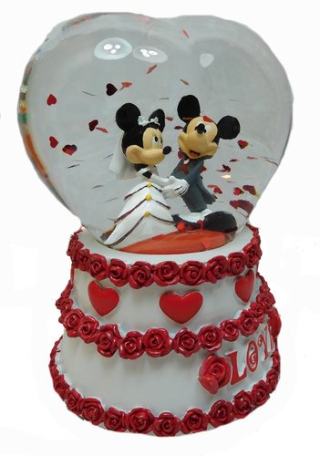 Disney Schneekugel Mickey und Minnie Mous Hochzeitspaar in Herzform