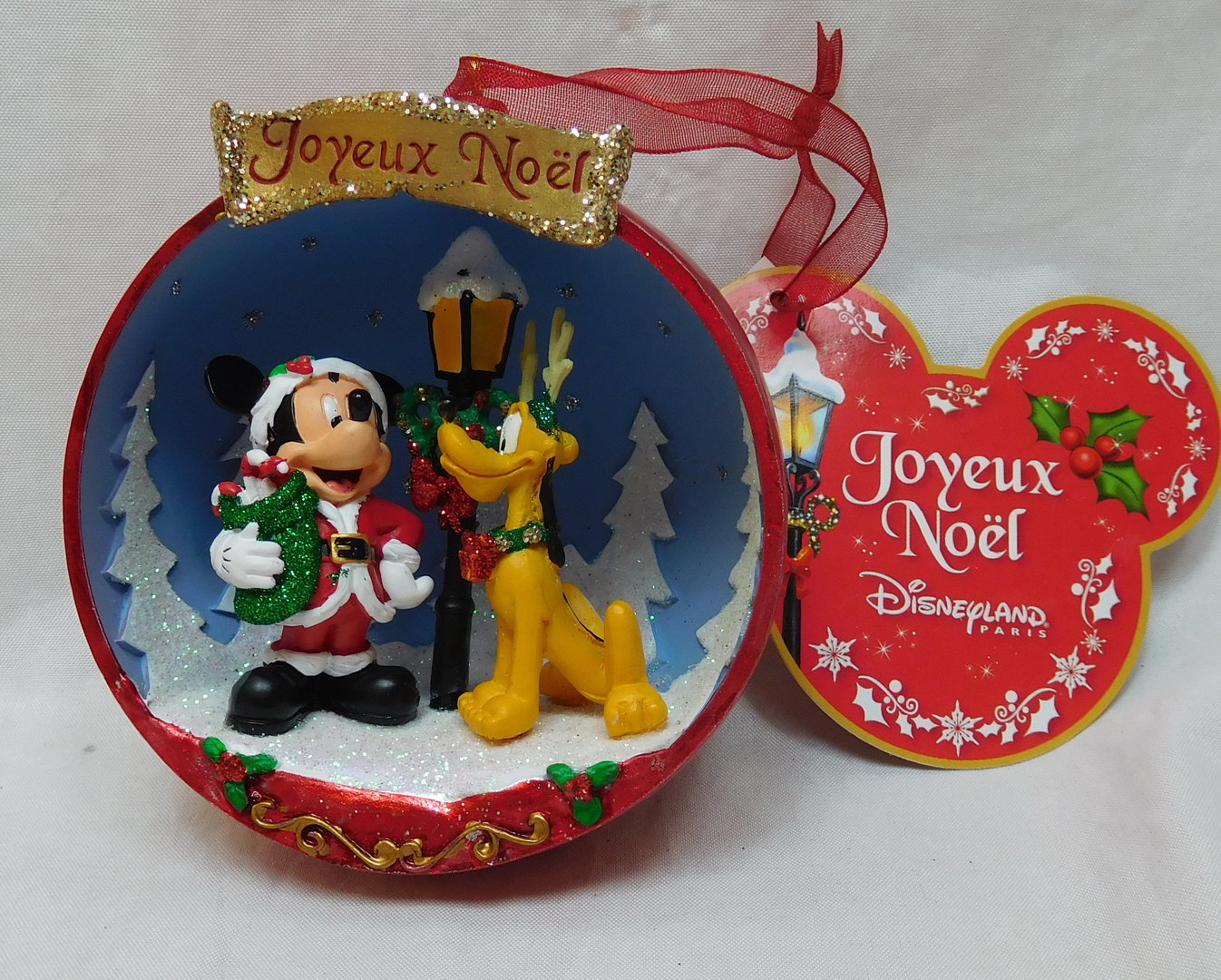 Disney Disneyland Paris Hanging Ornament Weihnachten Mickey Pluto Schmuck 
