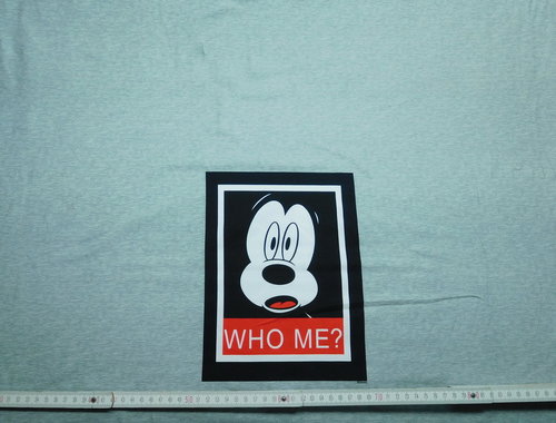 Baumwolljersey Disney Panel Mickey Maus Who Me? grau
