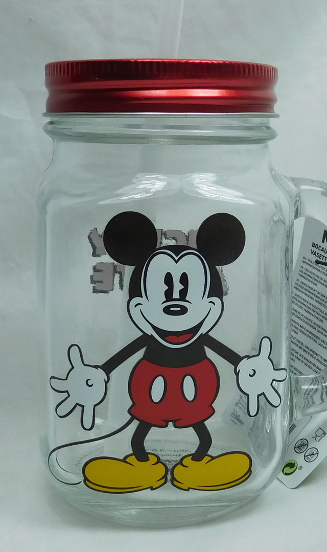 Disney Funko 90 Jahre Mickey Mouse Glas Einmachglas Trinkglas Strohhalm Minnie 
