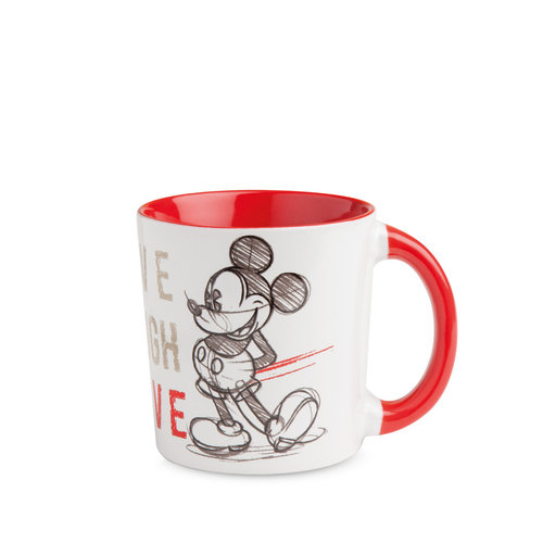 Disney Egan Geschirr LIVE LAUGH LOVE : Kaffeetasse Tasse MUG Teetasse Mickey Mouse rot