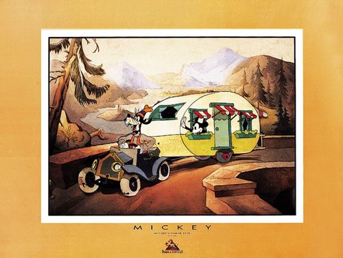 Poster Kunstdruck Micky & Goofy im Trailer Demons Merveilles 72868 Disney 1938