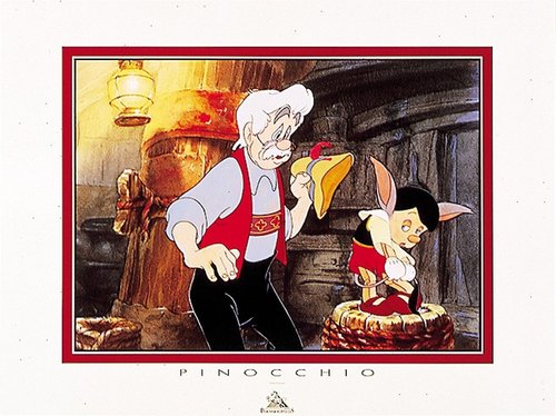 Poster Kunstdruck Micky & Goofy im Trailer Demons Merveilles Pinocchio & Gepetto