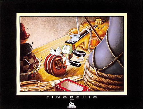 Poster Kunstdruck Micky & Goofy im Trailer Demons Merveilles Pinicchio Jimminy Grille