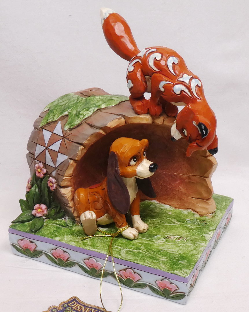 Disney Traditions Jim Shore The Fox and Hound on Log Figurine NEW #6008077