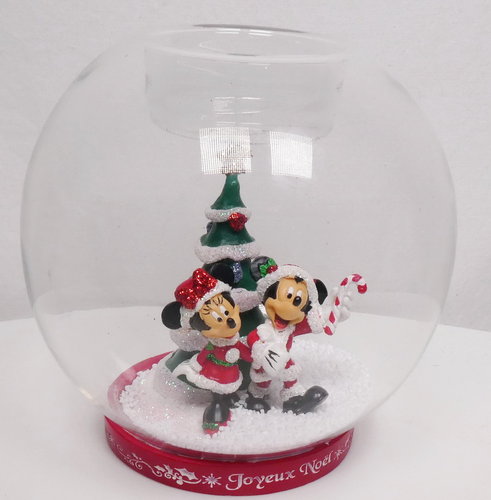 Disneyland Paris Weihnachten 2020 Teelichthalter Figur Mickey & Minnie in Glas