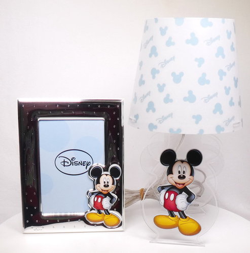 Disney Valenti Fotorahmen Frame blau 13x18 : Mickey Mouse + Nachttischlampe im Set