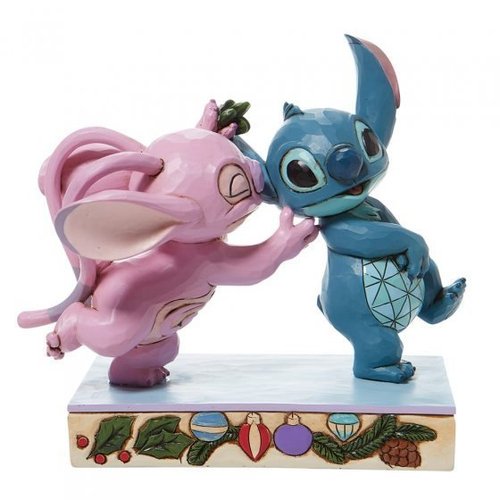 Disney Enesco Traditions Jim Shore : 6008980 Angel & Stitch küssend unter dem Mistelzweig