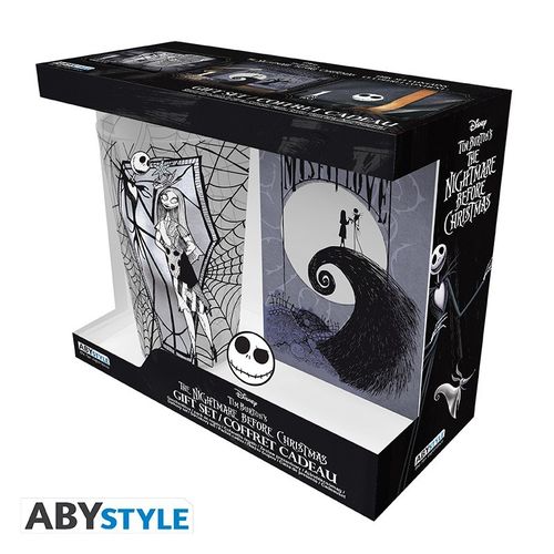 Disney ABYstyle Glas 400 ml gross + Notizbuch + Pin : Nightmare before Christmas