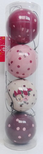 Disney Hanging Ornament Weihnachtsbaumschmuck Weihnachtsbaumkugel : Set mit 4 rosa Minnie Mouse