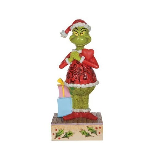 enesco Tradtions Grinch by Jim Shore : Happy Grinch with Blinking Heart Figurine  6010782