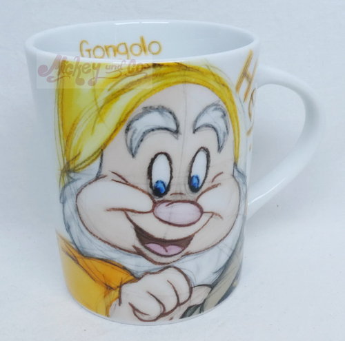 Disney Home MUG Kaffeetasse Tasse Pott Schneewittchen und die 7 Zwerge Sketch 340  :Happy