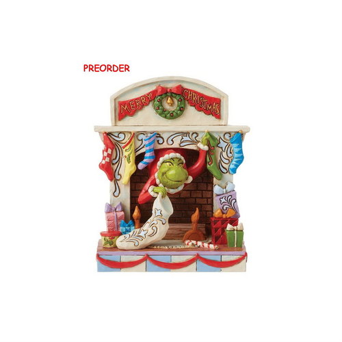 Enesco Tradtions Grinch by Jim Shore :6012693 Grinch Coming Out of Fireplace PREORDER