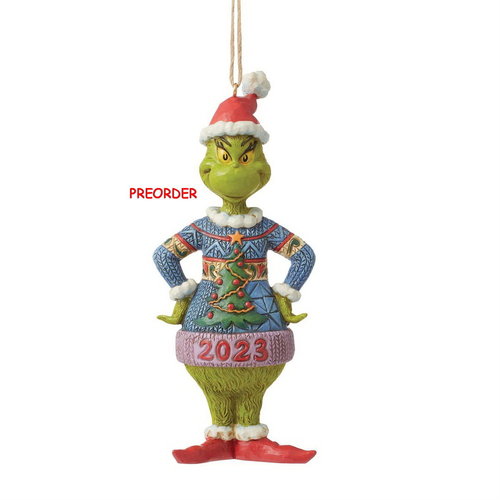 Enesco Tradtions Grinch by Jim Shore : 6012707 Dated 2023 Grinch with Ugly Sweater Ornament PREORDER