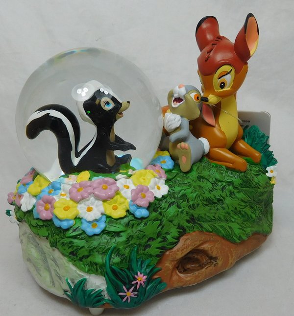 Musical Schneekugel Bambi Klopfer und Blume