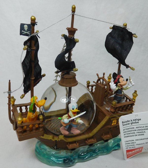 Schneekugel Pirates of the Caribbean Mickey Pluto und Donald Schiff