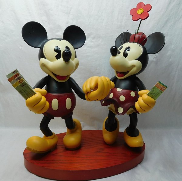 Vintage Figur Mickey und Minnie Mouse mit Eintrittskarten Walt Disney World