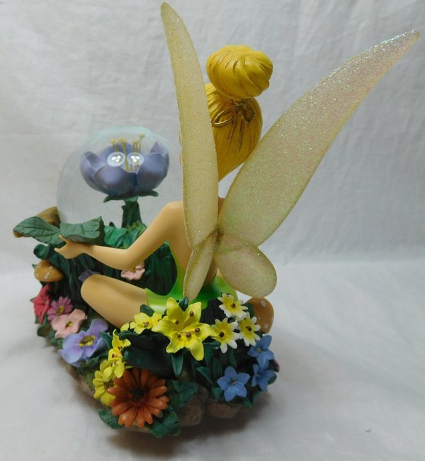 Disney Schneekugel Tinker Bell im Blumenbeet mit Musik