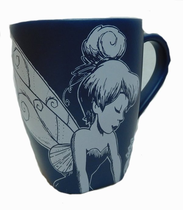 Disney Kaffeetasse Tasse Mug Pott Kaffee Disneyland Paris matt blau Tinkerbell