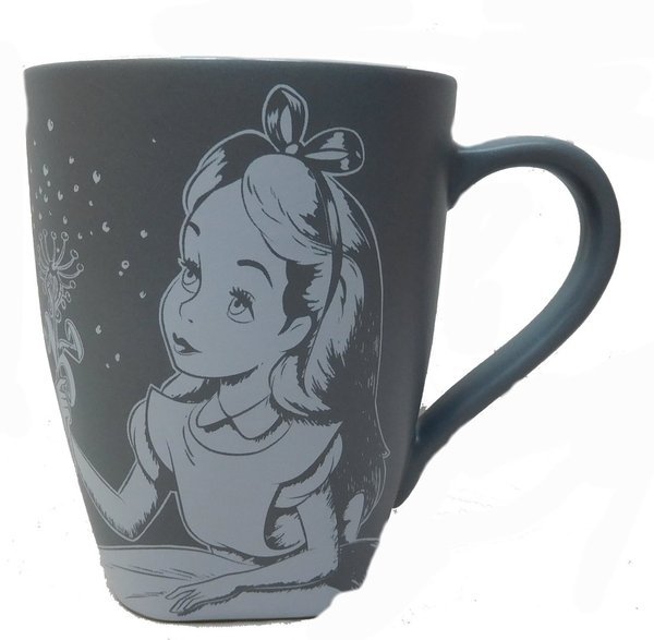 Disney Kaffeetasse Tasse Mug Pott Kaffee Disneyland Paris matt grau Alice im wunderland