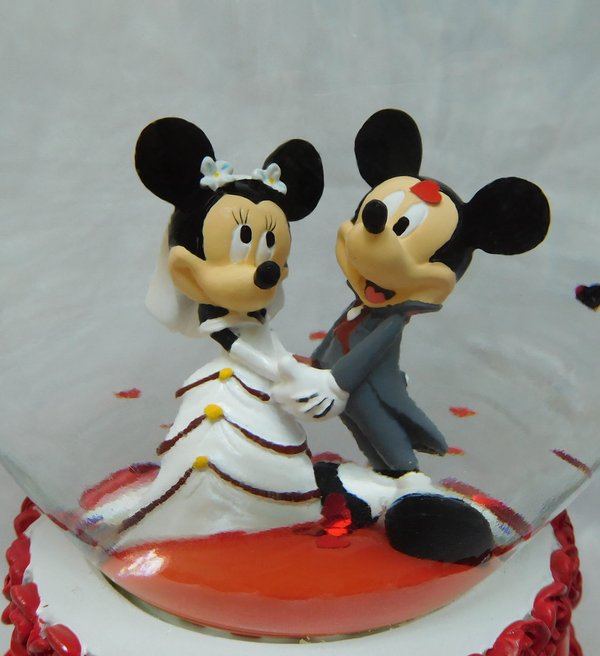 Disney Schneekugel Mickey und Minnie Mous Hochzeitspaar in Herzform