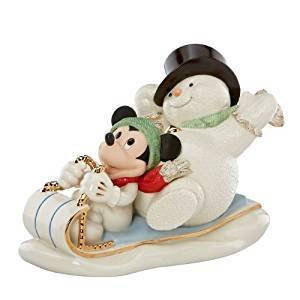 Disney Figur Lenox 821618 Mickey Mouse auf dem Schlitten mit Schneemann