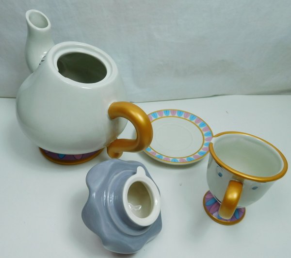 Disney Tasse Tee Kaffee MUG Dieschöne und das Biest Set Madame Pottine und Tassilo aus Porzellan