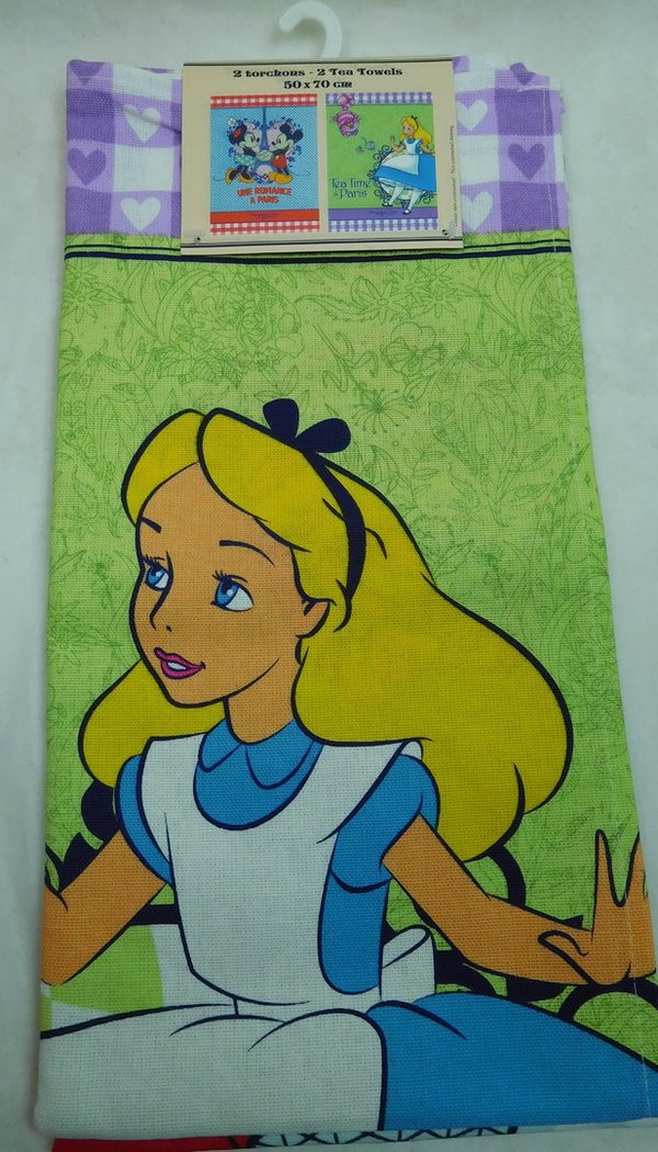 Disney Handtuch Geschirrtuch Tuch Towels Alice Tea Time & Mickey Minnie Mouse