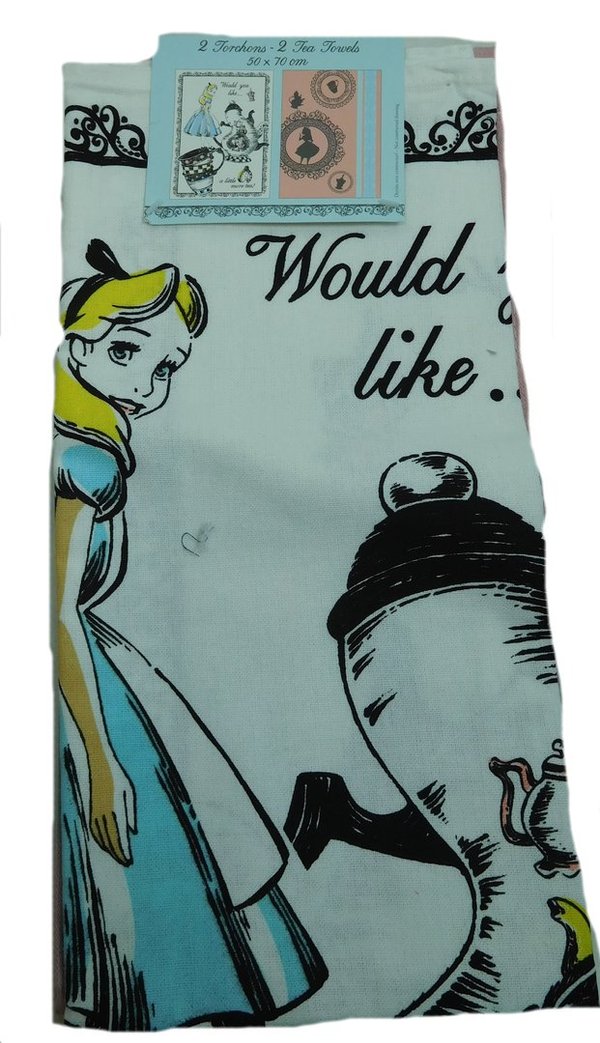 Disney Handtuch Geschirrtuch Tuch Towels Alice im wunderland RETRO