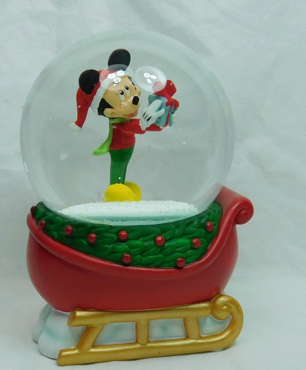 Disney Enesco  Department 56 Mickey mouse Schneekugel auf dem Schlitten 4057295