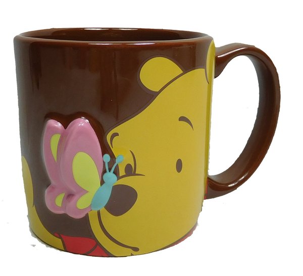 Disney Kaffeetasse Tasse Mug Pott Kaffee Becher mit erhabenem Aufsatz Winnie Pooh