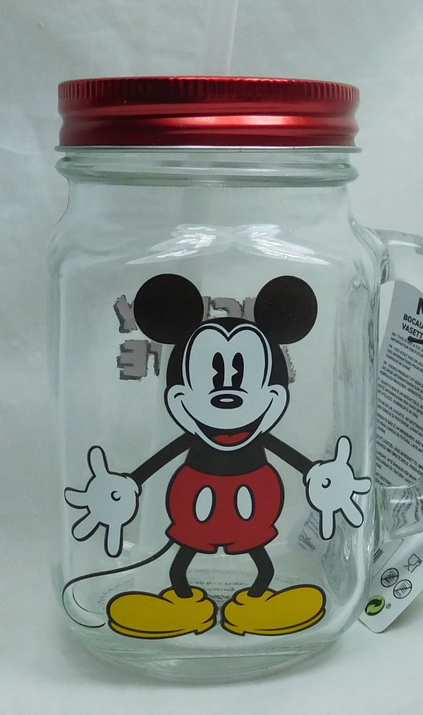 Disney Funko 90 Jahre Mickey Mouse Einmachglas mit Strohhalm