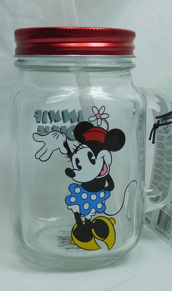 Disney Funko 90 Jahre Mickey Mouse Einmachglas mit Strohhalm Minnie