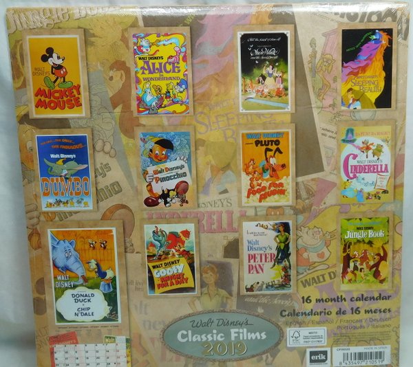 Grupo Erik Editores cp19022 - Kalender 2019 Disney Classic Plakate 30 x 30 cm