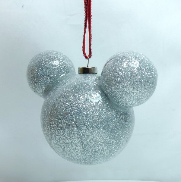 Disney Weihnachtsbaumschmuck Hanging Ornament Widdop : Kugel Mickey Mouse Glitter silber