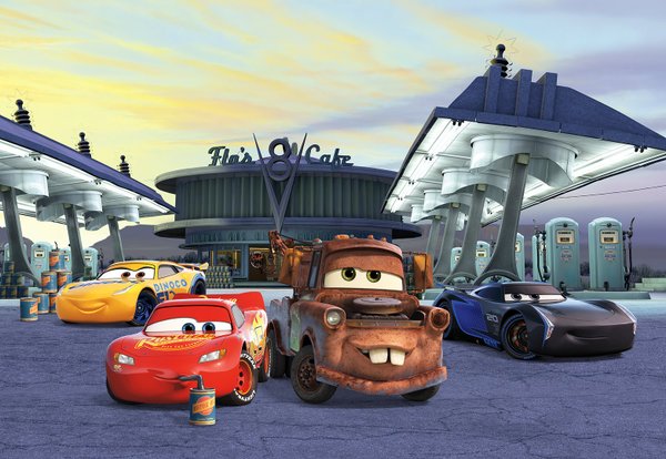 Disney Komar Fototapete : Cars 3 auftanken mit Lightning McQuenn und Jackson Storm