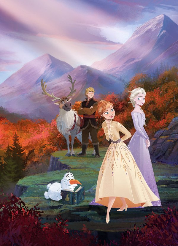 Disney Komar Fototapete : Frozen Eiskönigin II Anna und Alsa auf der Reise in den Herbstwald