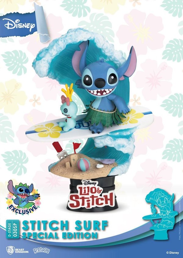 Disney Figur Beast Kingdom Diorama Stitch SURF Special Edition