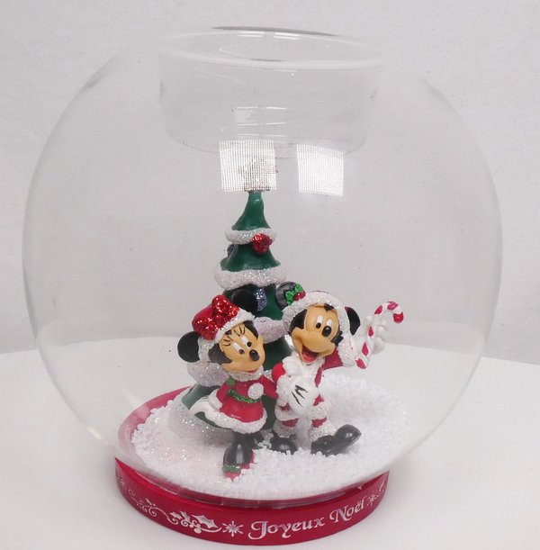 Disneyland Paris Weihnachten 2020 Teelichthalter Figur Mickey & Minnie in Glas