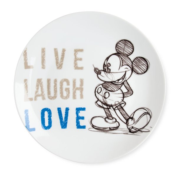 Disney Egan Geschirr LIVE LAUGH LOVE : Speiseteller Teller Mickey Mouse blau