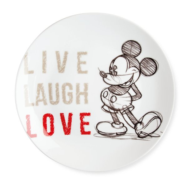 Disney Egan Geschirr LIVE LAUGH LOVE : Speiseteller Teller Mickey Mouse rot