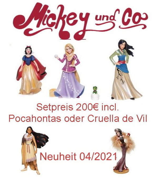 Disney Enesco Showcase Set . Prinzessinen Schneewittchen, Rapunzel & Mulan und Pocahontas oder Cruel